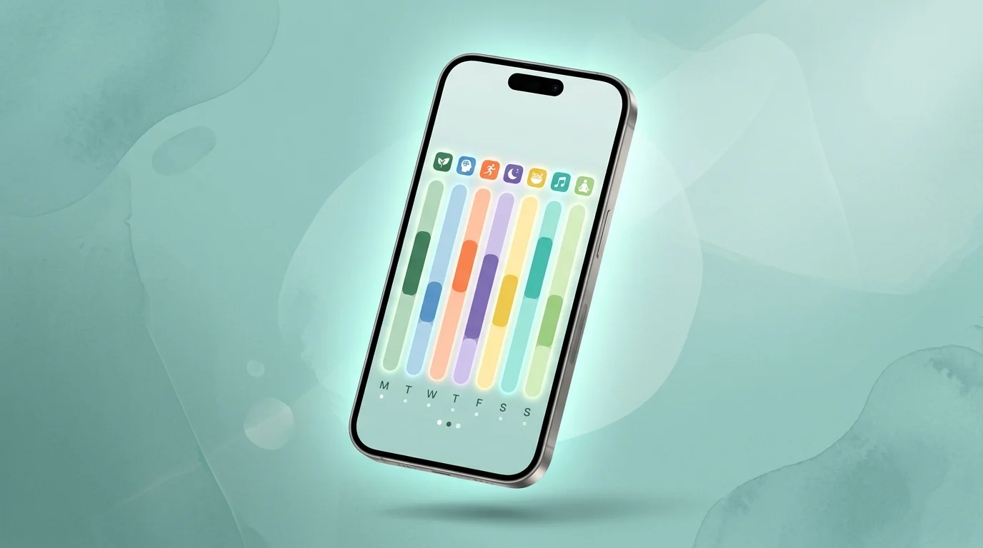 iPhone screen showing Apple Screen Time usage report with app limits and weekly breakdown