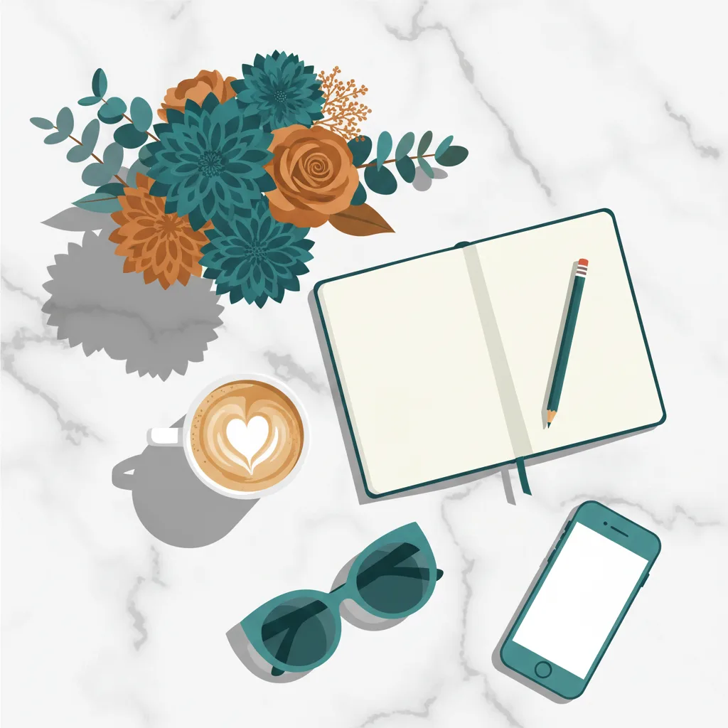 Bright, carefully composed Instagram-style flatlay with perfect lighting and arrangement