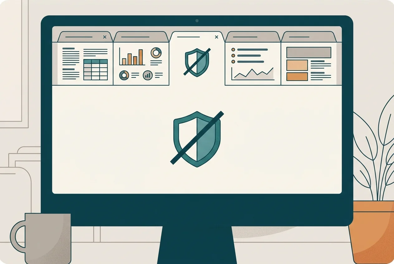 Clean browser interface showing a website blocked message with a calm teal redirect screen