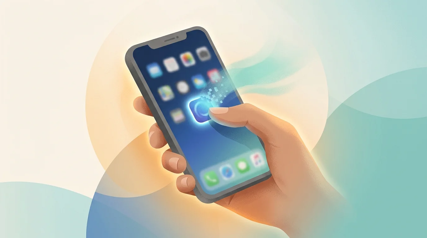 Person deleting TikTok app from iPhone home screen, moment of intentional choice to quit