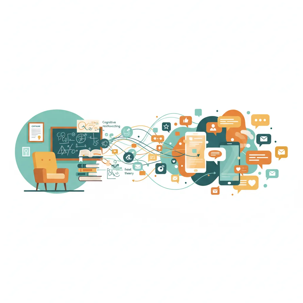 Clinical psychology terms spreading from a therapy office to social media feeds on multiple devices